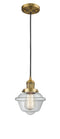Innovations Lighting Small Oxford 1-100 watt 8 inch Brushed Brass Mini Pendant with Clear glass 201CBBG532