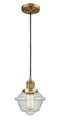 Innovations Lighting Small Oxford 1-100 watt 8 inch Brushed Brass Mini Pendant with Seedy glass 201CBBG534