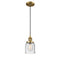 Bell Mini Pendant shown in the Brushed Brass finish with a Seedy shade