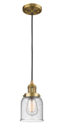 Innovations Lighting Small Bell 1-100 watt 5 inch Brushed Brass Mini Pendant with Seedy glass 201CBBG54