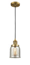 Innovations Lighting Small Bell 1-100 watt 5 inch Brushed Brass Mini Pendant with Silver Plated Mercury glass 201CBBG58