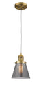 Innovations Lighting Small Cone 1-100 watt 6 inch Brushed Brass Mini Pendant with Smoked glass 201CBBG63