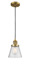 Innovations Lighting Small Cone 1-100 watt 6 inch Brushed Brass Mini Pendant with Seedy glass 201CBBG64