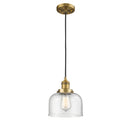 Bell Mini Pendant shown in the Brushed Brass finish with a Seedy shade