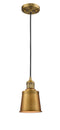 Innovations Lighting Addison 1-100 watt 5 inch Brushed Brass Mini Pendant with Brushed Brass Addison shades  201CBBM9BB