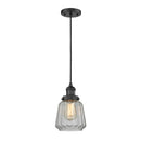 Chatham Mini Pendant shown in the Matte Black finish with a Clear shade