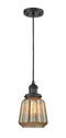 Innovations Lighting Chatham 1-100 watt 6 inch Black Mini Pendant with Mercury Fluted glass 201CBKG146