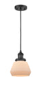 Innovations Lighting Fulton 1-100 watt 7 inch Black Mini Pendant with Matte White Cased glass 201CBKG171