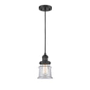 Canton Mini Pendant shown in the Matte Black finish with a Clear shade