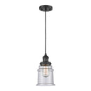 Canton Mini Pendant shown in the Matte Black finish with a Seedy shade