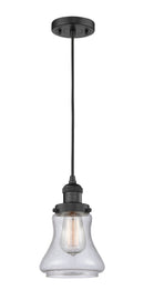 Innovations Lighting Bellmont 1-100 watt 6.5 inch Black Mini Pendant with Seedy glass 201CBKG194