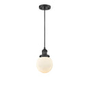 Beacon Mini Pendant shown in the Matte Black finish with a Matte White shade