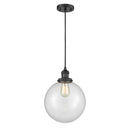 Beacon Mini Pendant shown in the Matte Black finish with a Clear shade