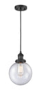 Innovations Lighting Beacon 1-100 watt 8 inch Black Mini Pendant with Seedy glass 201CBKG2048