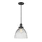 Seneca Falls Mini Pendant shown in the Matte Black finish with a Clear Halophane shade