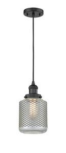 Innovations Lighting Stanton 1-100 watt 6 inch Black Mini Pendant with Vintage Wire Mesh glass 201CBKG262