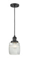 Innovations Lighting Colton 1-100 watt 8 inch Black Mini Pendant with Thick Clear Halophane glass 201CBKG302