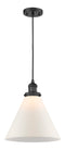 Innovations Lighting X-Large Cone 1-100 watt 12" Black Mini Pendant with Matte White Cased glass 201CBKG41L