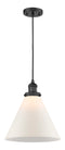 Innovations Lighting X-Large Cone 1-100 watt 12 inch Black Mini Pendant with Matte White Cased glass 201CBKG41L