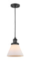 Innovations Lighting Large Cone 1-100 watt 8 inch Black Mini Pendant with Matte White Cased glass 201CBKG41