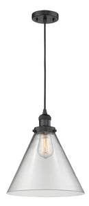 Innovations Lighting X-Large Cone 1-100 watt 12 inch Black Mini Pendant with Clear glass 201CBKG42L