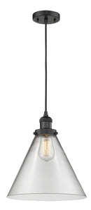 Innovations Lighting X-Large Cone 1-100 watt 12" Black Mini Pendant with Clear glass 201CBKG42L