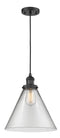 Innovations Lighting X-Large Cone 1-100 watt 12" Black Mini Pendant with Clear glass 201CBKG42L
