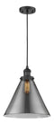 Innovations Lighting X-Large Cone 1-100 watt 12" Black Mini Pendant with Smoked glass 201CBKG43L