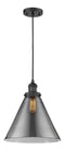 Innovations Lighting X-Large Cone 1-100 watt 12 inch Black Mini Pendant with Smoked glass 201CBKG43L