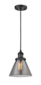 Innovations Lighting Large Cone 1-100 watt 8 inch Black Mini Pendant with Smoked glass 201CBKG43