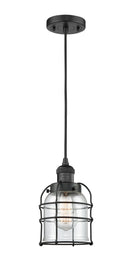 Innovations Lighting Small Bell Cage 1-100 watt 8 inch Black Mini Pendant with Clear glass 201CBKG52CE