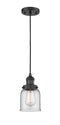 Innovations Lighting Small Bell 1-100 watt 5 inch Black Mini Pendant with Clear glass 201CBKG52