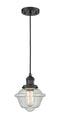 Innovations Lighting Small Oxford 1-100 watt 8 inch Black Mini Pendant with Clear glass 201CBKG532