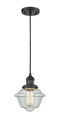 Innovations Lighting Small Oxford 1-100 watt 8 inch Black Mini Pendant with Seedy glass 201CBKG534