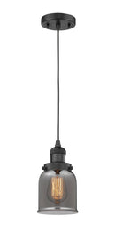 Innovations Lighting Small Bell 1-100 watt 5 inch Black Mini Pendant with Smoked glass 201CBKG53