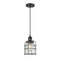 Bell Cage Mini Pendant shown in the Matte Black finish with a Seedy shade