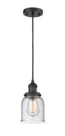 Innovations Lighting Small Bell 1-100 watt 5 inch Black Mini Pendant with Seedy glass 201CBKG54
