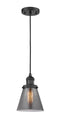 Innovations Lighting Small Cone 1-100 watt 6 inch Black Mini Pendant with Smoked glass 201CBKG63