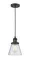 Innovations Lighting Small Cone 1-100 watt 6 inch Black Mini Pendant with Seedy glass 201CBKG64