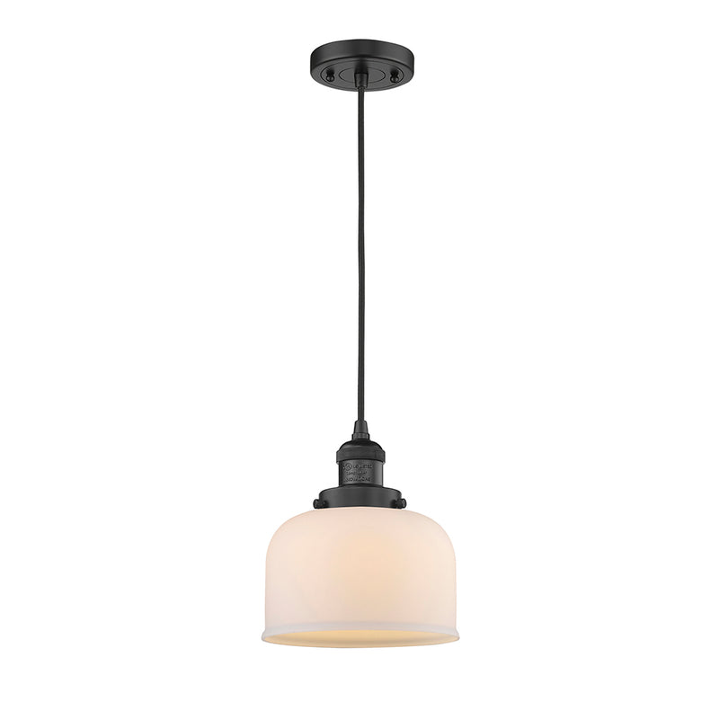 Bell Mini Pendant shown in the Matte Black finish with a Matte White shade