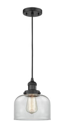 Innovations Lighting Large Bell 1-100 watt 8 inch Black Mini Pendant with Clear glass 201CBKG72