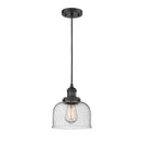 Bell Mini Pendant shown in the Matte Black finish with a Seedy shade