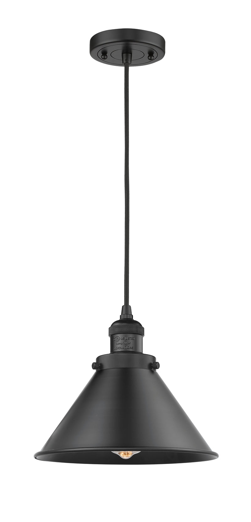 Innovations Lighting Briarcliff 1-100 watt 10 inch Matte Black Mini Pendant with Matte Black Briarcliff shades  201CBKM10BK