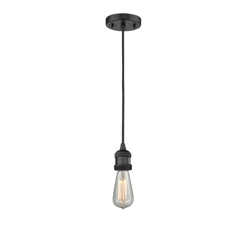 Bare Bulb Mini Pendant shown in the Matte Black finish