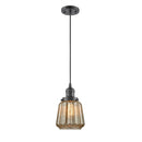 Chatham Mini Pendant shown in the Oil Rubbed Bronze finish with a Mercury shade