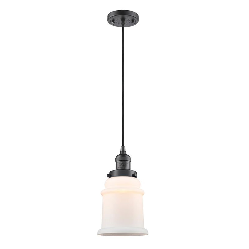 Canton Mini Pendant shown in the Oil Rubbed Bronze finish with a Matte White shade