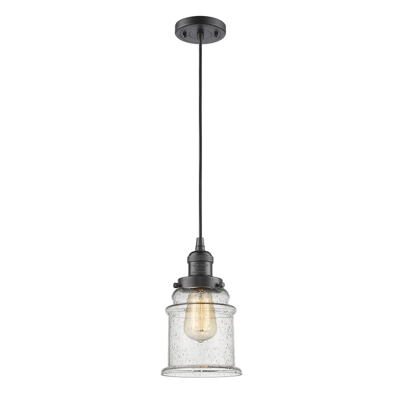 Canton Mini Pendant shown in the Oil Rubbed Bronze finish with a Seedy shade