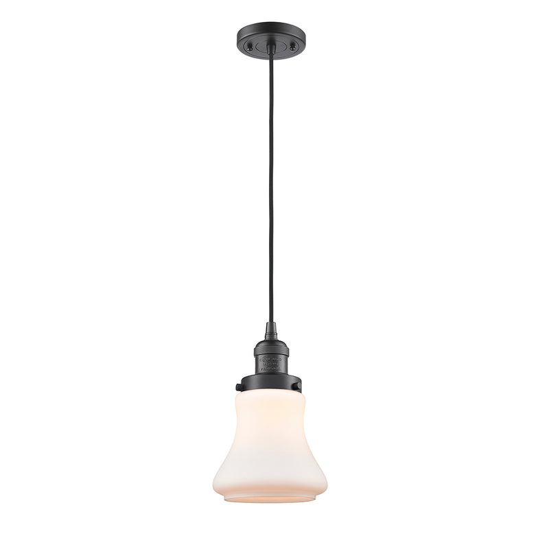 Bellmont Mini Pendant shown in the Oil Rubbed Bronze finish with a Matte White shade