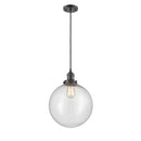 Beacon Mini Pendant shown in the Oil Rubbed Bronze finish with a Seedy shade