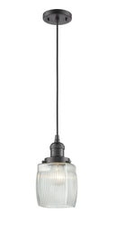 Innovations Lighting Colton 1-100 watt 8 inch Oil Rubbed Bronze Mini Pendant with Thick Clear Halophane glass 201COBG302